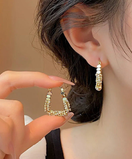 Sparkly Pave Rhinestone U-Shape Hoop Earrings
