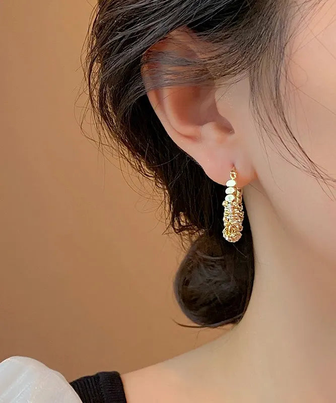 Sparkly Pave Rhinestone U-Shape Hoop Earrings