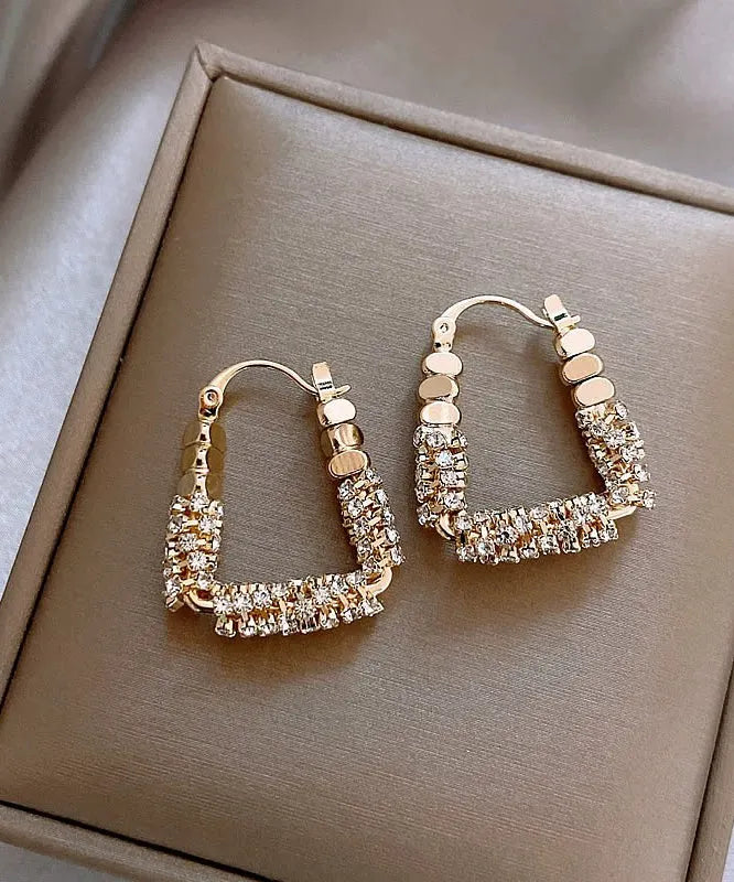 Sparkly Pave Rhinestone U-Shape Hoop Earrings