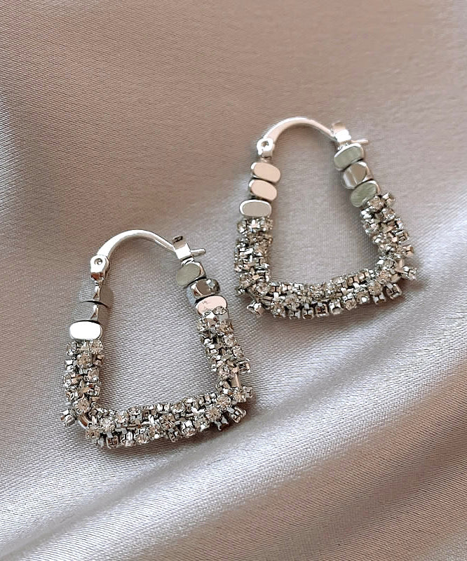 Sparkly Pave Rhinestone U-Shape Hoop Earrings