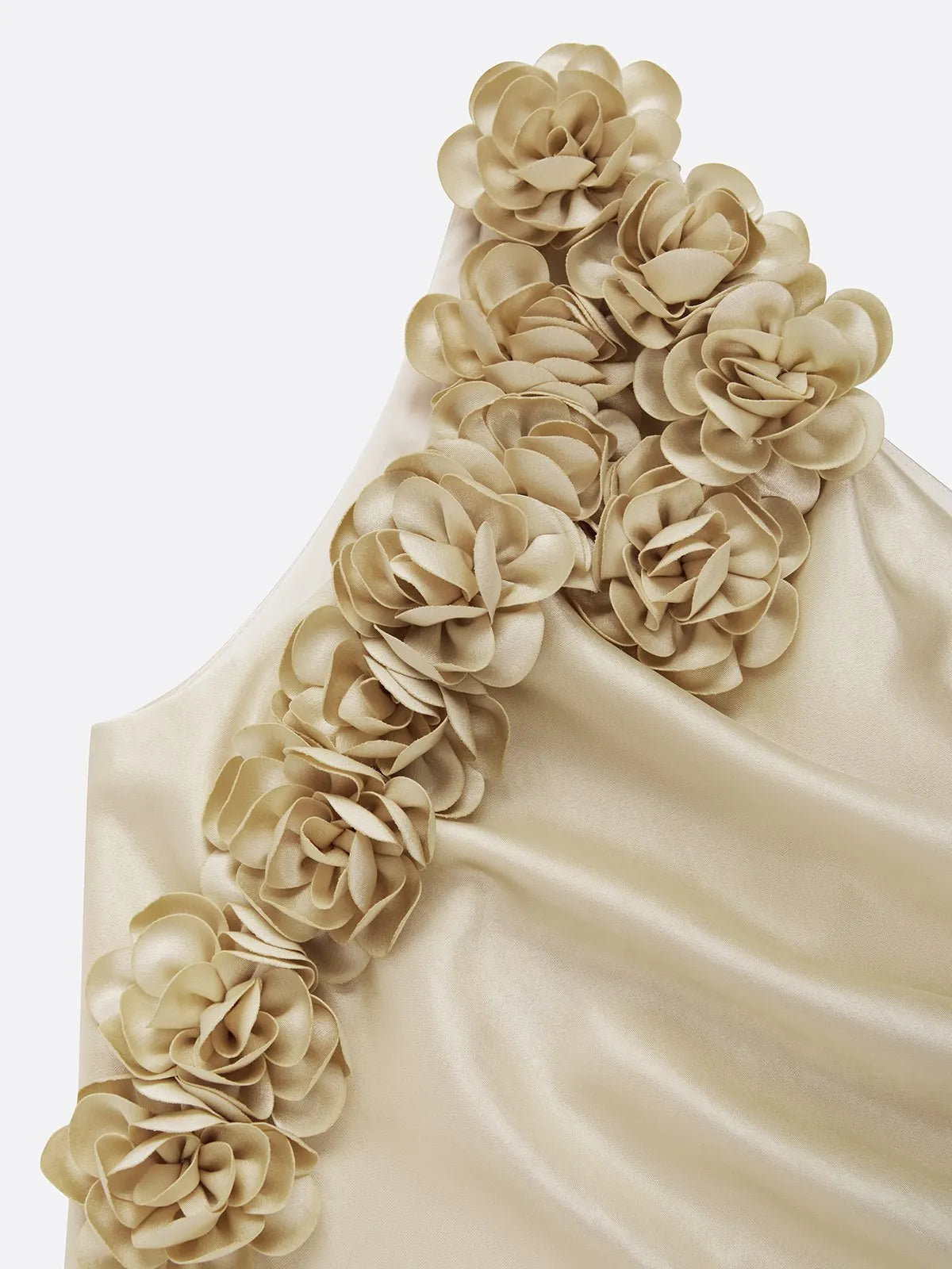 One-Shoulder Ruched Satin Column Maxi Evening Dress