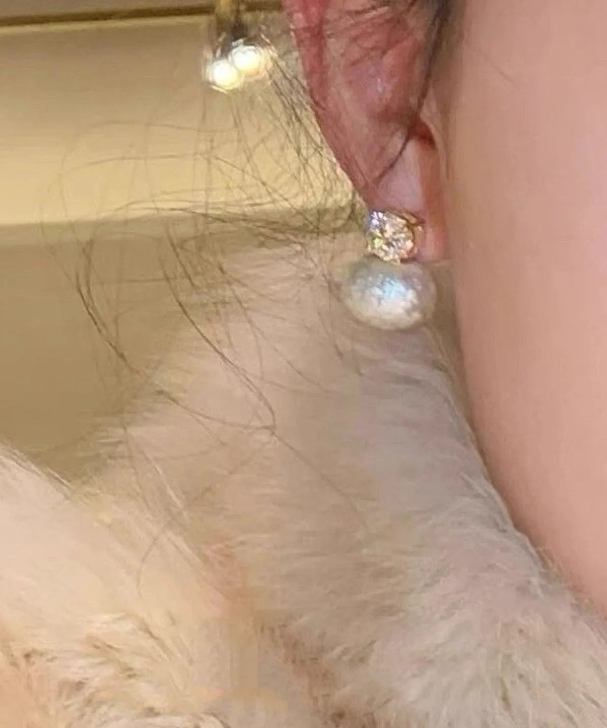 Gold-Tone Cubic Zirconia Faux Pearl Stud Earrings
